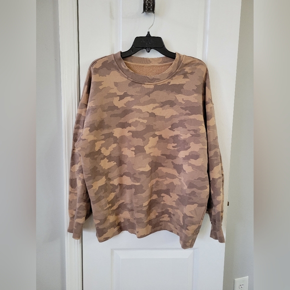 lululemon athletica Tops - Lululemon Perfectly Oversized Crew Sweatshirt Heritage 365 Camo Beige Multi 8